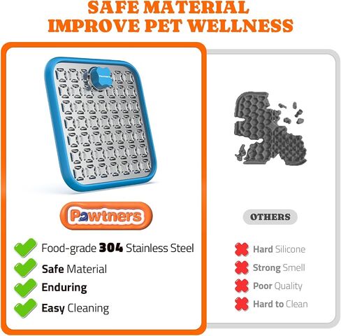 Stainless Steel Lick Mat for Dogs and Cats: Large Licking Mat for Small Large Dogs, Pet Lick Pad for Crate Boredom & Anxiety Reduce, Slow Feeding, Cat Slow Feeder Mat with Spatula, Scrubbing Brush in Kuwait