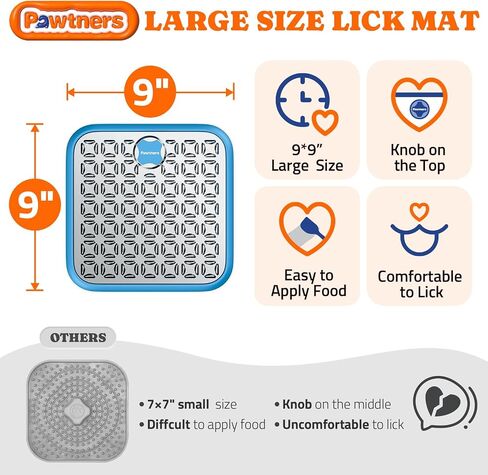 Stainless Steel Lick Mat for Dogs and Cats: Large Licking Mat for Small Large Dogs, Pet Lick Pad for Crate Boredom & Anxiety Reduce, Slow Feeding, Cat Slow Feeder Mat with Spatula, Scrubbing Brush in Kuwait