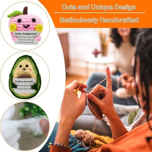 3PCS Positive Fruit Crochet Potato Doll Mini Funny Wool Knitted Creative Cute Toy with Positive Card Good Luck Encouragement for Birthday Holiday Party (3pcs) in Saudi Arabia