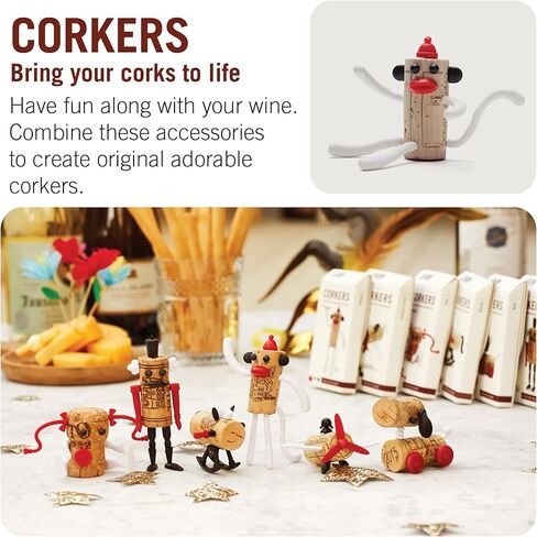 Corkers Classic Toys Wine Accessories, Novelty Gift, Pack of 6 Different Crafting Parts for Corks, by Monkey Business in Saudi Arabia