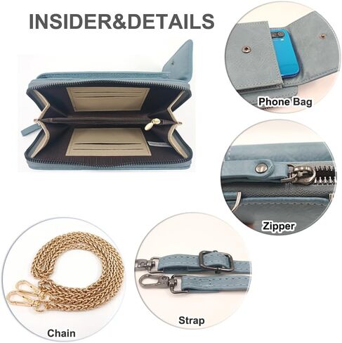 PORT&LOTUS Small Crossbody Bags for Women Cell Phone Purse Wallet Women's Handbags with 2 Strap(Chain Strap+PU Leather Strap) in Saudi Arabia