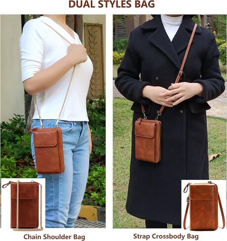 حقائب كروس صغيرة من PORT&LOTUS للنساء محفظة للهاتف الخلوي وحقائب يد نسائية مع حزامين (حزام سلسلة + حزام جلد PU) in Kuwait