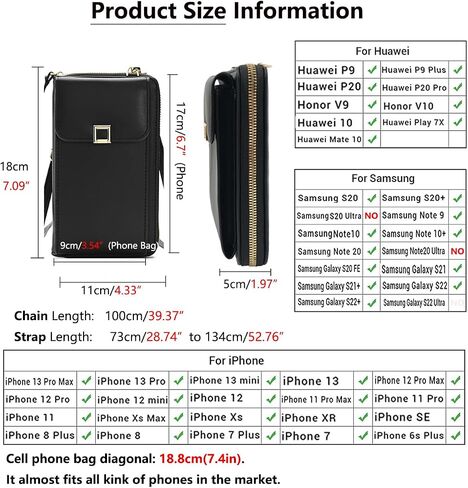 PORT&LOTUS Small Crossbody Bags for Women Cell Phone Purse Wallet Women's Handbags with 2 Strap(Chain Strap+PU Leather Strap) in Saudi Arabia