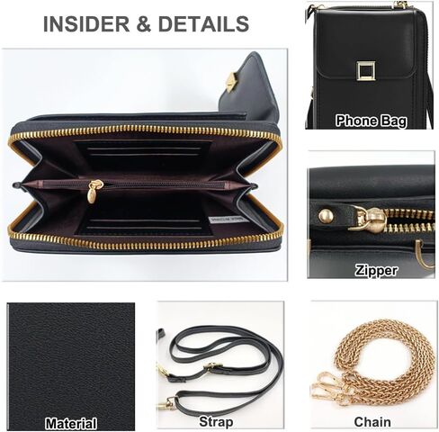 PORT&LOTUS Small Crossbody Bags for Women Cell Phone Purse Wallet Women's Handbags with 2 Strap(Chain Strap+PU Leather Strap) in Saudi Arabia