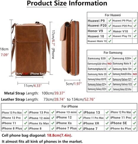 حقائب كروس صغيرة من PORT&LOTUS للنساء محفظة للهاتف الخلوي وحقائب يد نسائية مع حزامين (حزام سلسلة + حزام جلد PU) in Kuwait