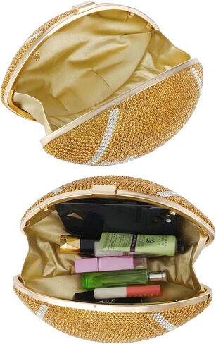 Rhinestone Football Shaped Rugby Quirky Bag Crystal Cross Body Purse Bling Shoulder Handbag for Women in Saudi Arabia