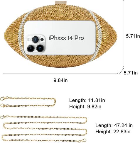 Rhinestone Football Shaped Rugby Quirky Bag Crystal Cross Body Purse Bling Shoulder Handbag for Women in Saudi Arabia
