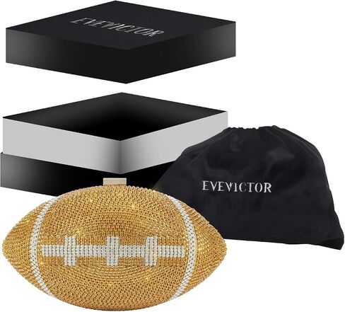 Rhinestone Football Shaped Rugby Quirky Bag Crystal Cross Body Purse Bling Shoulder Handbag for Women in Saudi Arabia