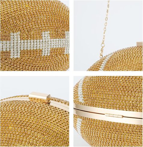 Rhinestone Football Shaped Rugby Quirky Bag Crystal Cross Body Purse Bling Shoulder Handbag for Women in Saudi Arabia