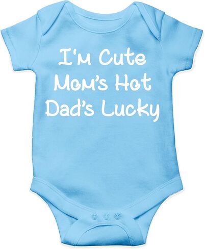 ملابس AW Fashions I'm Cute، Mom's Hot، Dad's Lucky Baby، ملابس رومبير مضحكة ورائعة للرضع in Saudi Arabia