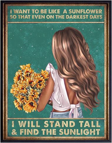 Bohemian Wall Art 11x14 - Inspirational Quotes, Motivational poster - positive affirmation for Women - Teen Bedroom Decor - Boho-chic Home Decor - Gifts - Sunflower Wall Art - Sunflower Wall Decor in Saudi Arabia