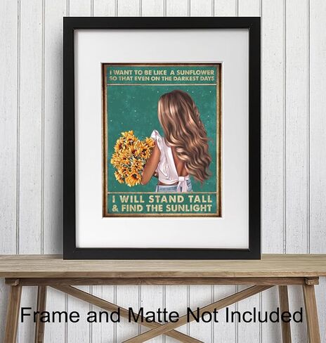 Bohemian Wall Art 11x14 - Inspirational Quotes, Motivational poster - positive affirmation for Women - Teen Bedroom Decor - Boho-chic Home Decor - Gifts - Sunflower Wall Art - Sunflower Wall Decor in Saudi Arabia