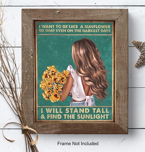 Bohemian Wall Art 11x14 - Inspirational Quotes, Motivational poster - positive affirmation for Women - Teen Bedroom Decor - Boho-chic Home Decor - Gifts - Sunflower Wall Art - Sunflower Wall Decor in Saudi Arabia