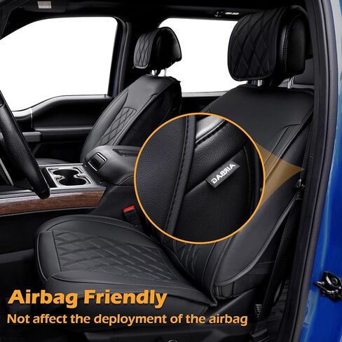 أغطية مقاعد CarQiWireless 5 قطع لسيارة GMC Sierra Chevy شيفروليه سيلفرادو 1500 2500HD 3500HD 2007-2024 ملحقات Trail Boss Z71 Crew Double Extended Cab وسادة جلدية مقاومة للماء للشاحنة، أسود in Kuwait
