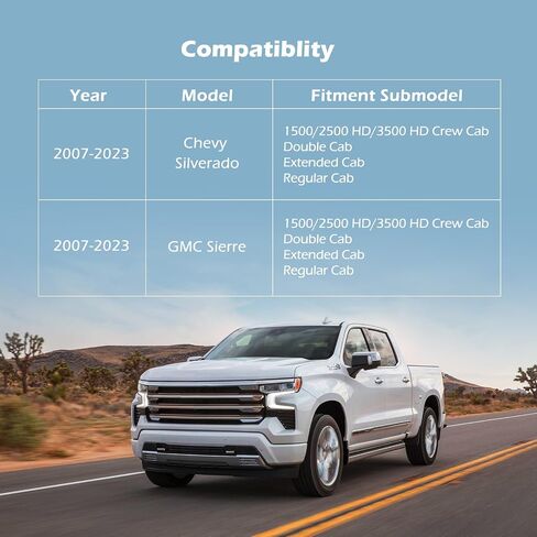أغطية مقاعد CarQiWireless 5 قطع لسيارة GMC Sierra Chevy شيفروليه سيلفرادو 1500 2500HD 3500HD 2007-2024 ملحقات Trail Boss Z71 Crew Double Extended Cab وسادة جلدية مقاومة للماء للشاحنة، أسود in Kuwait