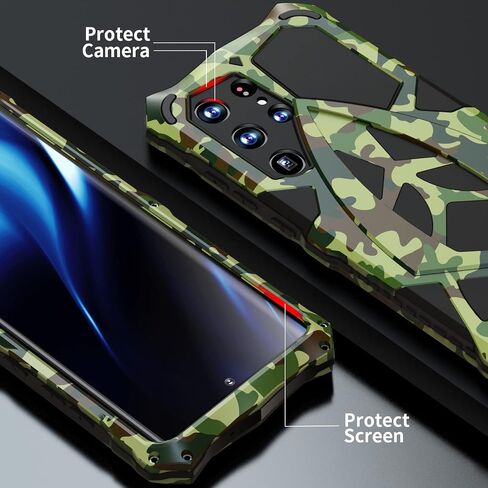 for Samsung Galaxy S24 Ultra case 2024 Metal Hard Armor Phone Case Cover Case para Screw(with Soft Screen Protector) Heavy Duty Rugged Military Grade Black Red in Saudi Arabia