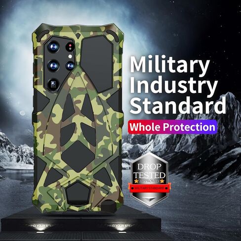 for Samsung Galaxy S24 Ultra case 2024 Metal Hard Armor Phone Case Cover Case para Screw(with Soft Screen Protector) Heavy Duty Rugged Military Grade Black Red in Saudi Arabia