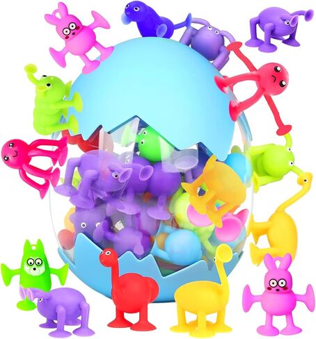Bath Toys for Kids Toddlers Suction Cup Toys Animals Suction Sensory Toys Family Game Preschool Window Travel Toy Set - 40pcs Large Egg Container in Saudi Arabia