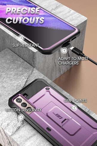 SUPCASE for Samsung Galaxy S21+ Plus Case with Stand (Unicorn Beetle Pro), [Built-in Front Frame & Belt-Clip] [Military-Grade Protection] Full-Body Rugged Phone Case for Galaxy S21+ Plus, Black in Saudi Arabia