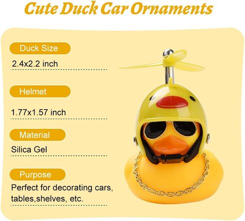 3 Pack Rubber Duck Car Ornaments Yellow Squeak Ducks Car Dashboard Decorations Accessories with Mini Swim Ring Sun Hat Necklace Sunglasses in Saudi Arabia