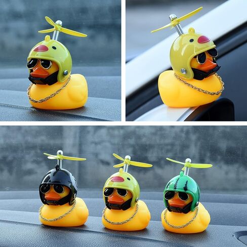 3 Pack Rubber Duck Car Ornaments Yellow Squeak Ducks Car Dashboard Decorations Accessories with Mini Swim Ring Sun Hat Necklace Sunglasses in Saudi Arabia