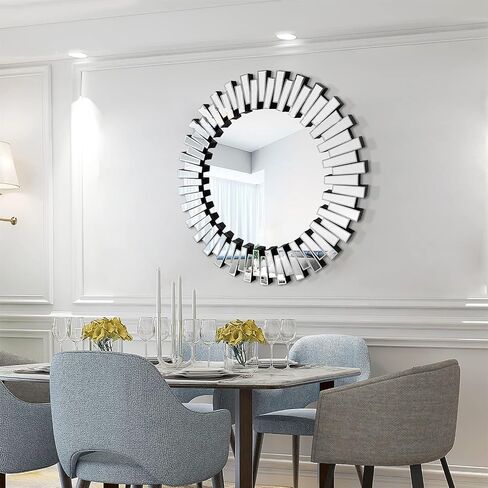 Round Wall Mirrors Decorative, 31.5'' Large Mirrors for Wall, Glass Frame Hanging Circle Mirror for Bedroom, Living Room, Foyer in Saudi Arabia
