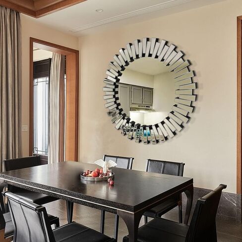 Round Wall Mirrors Decorative, 31.5'' Large Mirrors for Wall, Glass Frame Hanging Circle Mirror for Bedroom, Living Room, Foyer in Saudi Arabia