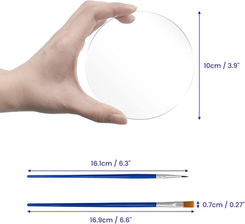 30 قطعة من دوائر الأكريليك الشفافة مقاس 4 بوصات من Daily Treasures مع 4 فرش طلاء، قرص بلاستيكي دائري - ورقة دائرة من الأكريليك الشفاف لإطار الصورة الفنية اللوحة DIY in Kuwait
