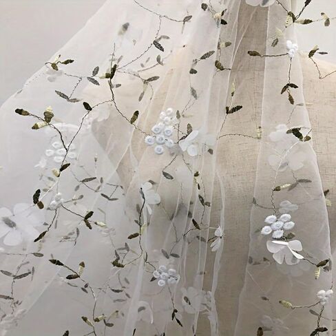 قماش تول مقاس 35 بوصة × 51 بوصة من قماش الدانتيل الشبكي المطرز بالزهور من قماش التول الناعم لتصميم الملابس بنفسك، فستان الزفاف، ستارة ديكور (أرجواني فاتح، 1 ياردة (35 × 51 بوصة)) in Kuwait
