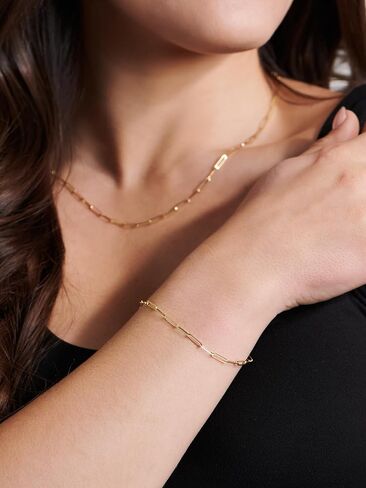 سوار سلسلة من الذهب الكوبي/مشبك الورق/صندوق دائري عيار 14 قيراط للنساء والرجال in Kuwait