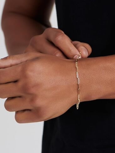 سوار سلسلة من الذهب الكوبي/مشبك الورق/صندوق دائري عيار 14 قيراط للنساء والرجال in Kuwait