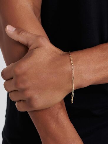 سوار سلسلة من الذهب الكوبي/مشبك الورق/صندوق دائري عيار 14 قيراط للنساء والرجال in Kuwait