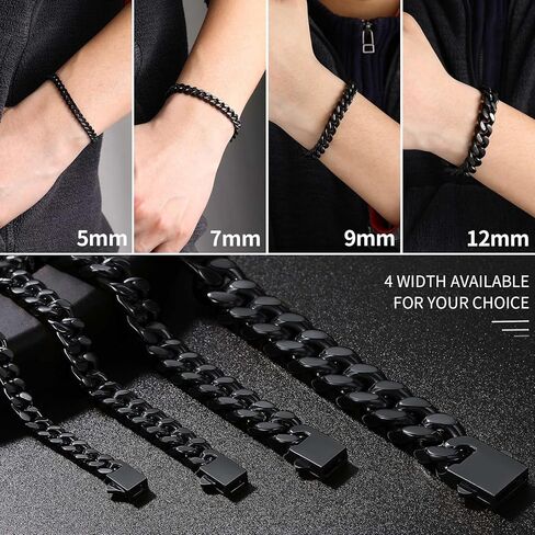 ChainsHouse 9mm 20" سلسلة الكوبية قلادة الرجال سوار 19cm in Kuwait