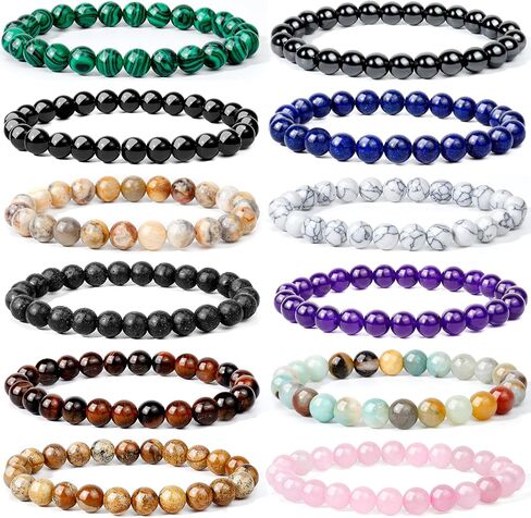 ONESING 2-12 Pcs Chakra Bracelets for Women Rock 7 Chakras Crystals and Healing Stones Bracelets 8mm Crystal Bracelets Yoga Beaded Bracelets for Women Men Essential Oil Diffuser in Kuwait