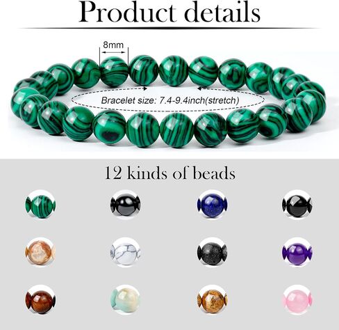 ONESING 2-12 Pcs Chakra Bracelets for Women Rock 7 Chakras Crystals and Healing Stones Bracelets 8mm Crystal Bracelets Yoga Beaded Bracelets for Women Men Essential Oil Diffuser in Kuwait