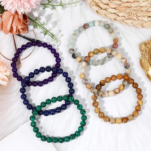 ONESING 2-12 Pcs Chakra Bracelets for Women Rock 7 Chakras Crystals and Healing Stones Bracelets 8mm Crystal Bracelets Yoga Beaded Bracelets for Women Men Essential Oil Diffuser in Kuwait