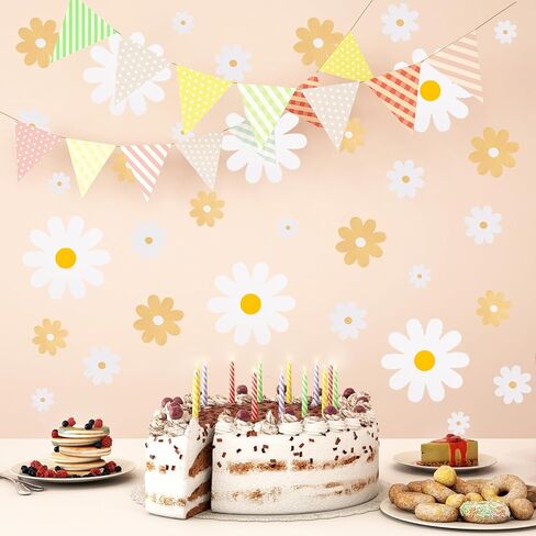 46pcs ديزي جدار الشارات ملصقات الحائط زهرة كبيرة بوهو ديزي ملصقات الحائط قشر وعصا الأزهار الشارات للجدار للأطفال الفتيات الحضانة غرفة نوم غرفة المعيشة جدار ديكور in Kuwait