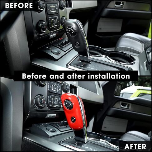 JeCar Auto Gear Shift Knob Cover Trim Sticker for 2009-2014 Ford F150 (Red) in Kuwait