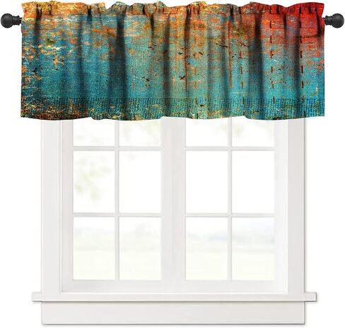 Modern Art Colorful Kitchen Valance Curtain Abstract Background Ink Printing Rod Pocket Valance Window Treatments 1 Panel Short Curtains for Farmhouse Living Room Decor 54 x 18 in in Kuwait
