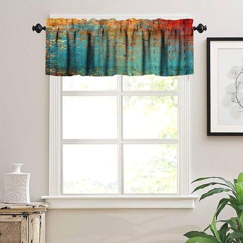 Modern Art Colorful Kitchen Valance Curtain Abstract Background Ink Printing Rod Pocket Valance Window Treatments 1 Panel Short Curtains for Farmhouse Living Room Decor 54 x 18 in in Kuwait