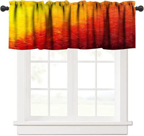 Modern Art Colorful Kitchen Valance Curtain Abstract Background Ink Printing Rod Pocket Valance Window Treatments 1 Panel Short Curtains for Farmhouse Living Room Decor 54 x 18 in in Kuwait
