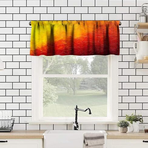 Modern Art Colorful Kitchen Valance Curtain Abstract Background Ink Printing Rod Pocket Valance Window Treatments 1 Panel Short Curtains for Farmhouse Living Room Decor 54 x 18 in in Kuwait