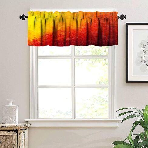 Modern Art Colorful Kitchen Valance Curtain Abstract Background Ink Printing Rod Pocket Valance Window Treatments 1 Panel Short Curtains for Farmhouse Living Room Decor 54 x 18 in in Kuwait