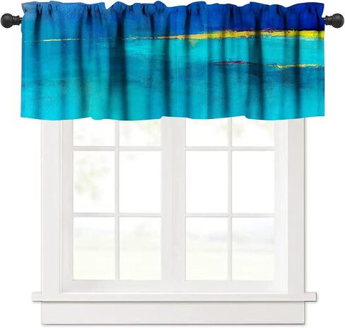 Modern Art Colorful Kitchen Valance Curtain Abstract Background Ink Printing Rod Pocket Valance Window Treatments 1 Panel Short Curtains for Farmhouse Living Room Decor 54 x 18 in in Kuwait