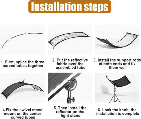 ناشر عاكس للضوء على شكل صدفة مع حامل وحقيبة حمل، عاكس إضاءة منحني للتصوير الفوتوغرافي مقاس 70 بوصة × 24 بوصة للتصوير الفوتوغرافي في استوديو الصور بألوان أبيض/ذهبي/فضي/أسود من MCCKLE in Kuwait