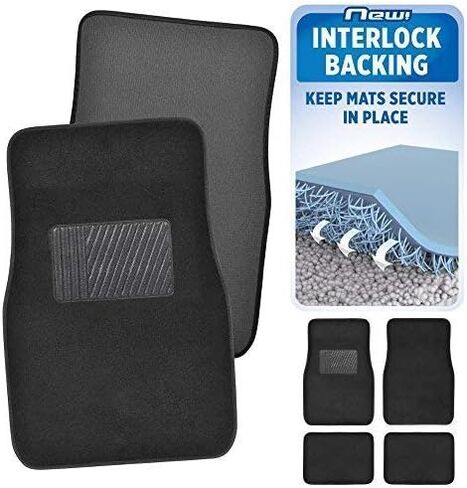 BDK INTERLOCK Car Floor Mats - Secure No-Slip Technology for Automotive Interiors - 4pc Inter-Locking Carpet (Beige) in Saudi Arabia