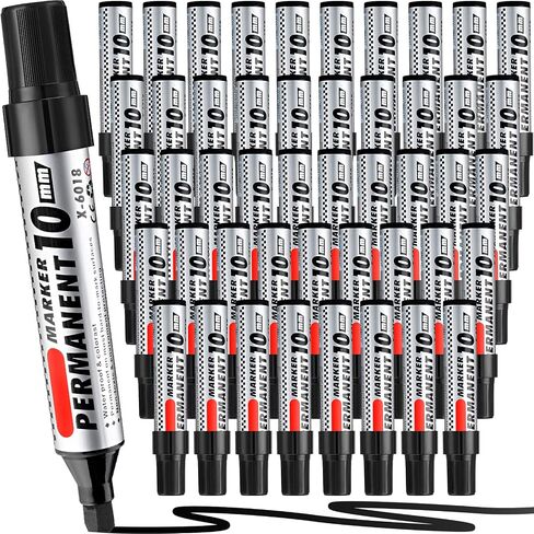 Thenshop 48 Count Jumbo Marking Pens, Quick Drying Permanent Markers with Chisel Tips, Industrial Use on Wood Metal Plastic Stone Glass (Black, 5.91 inches) in Saudi Arabia