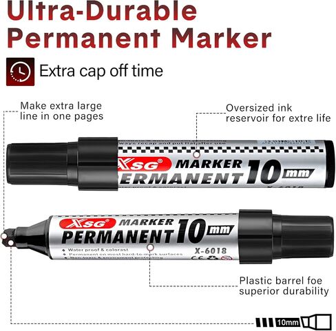 Thenshop 48 Count Jumbo Marking Pens, Quick Drying Permanent Markers with Chisel Tips, Industrial Use on Wood Metal Plastic Stone Glass (Black, 5.91 inches) in Saudi Arabia