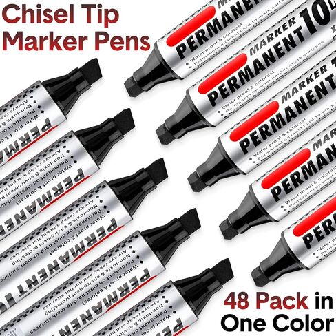 Thenshop 48 Count Jumbo Marking Pens, Quick Drying Permanent Markers with Chisel Tips, Industrial Use on Wood Metal Plastic Stone Glass (Black, 5.91 inches) in Saudi Arabia