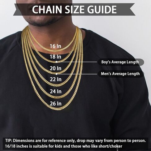 Jewlpire 16-26 Inch Silver Tone/14K Gold Plated Stainless Steel Necklace 4mm Cuban Link Chain for Men Boys Women, Sturdy & Cool Mens Chain Necklace Jewelry Gifts for Men in Saudi Arabia